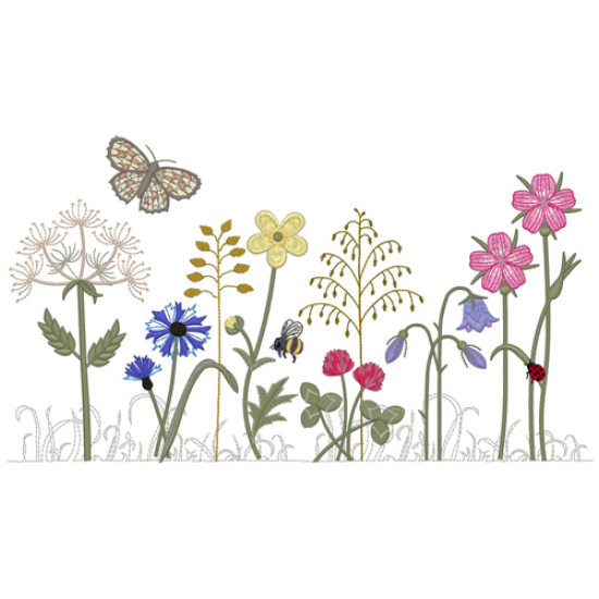 Summer meadows botanical machine embroidery