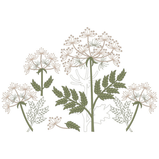 Summer meadows botanical machine embroidery
