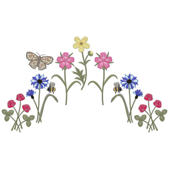 Summer meadows botanical machine embroidery