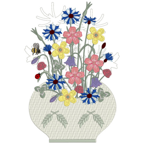 Summer meadows botanical machine embroidery