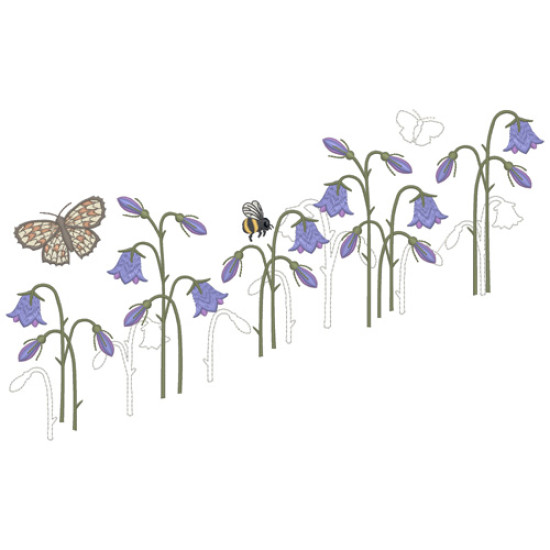 Summer meadows botanical machine embroidery