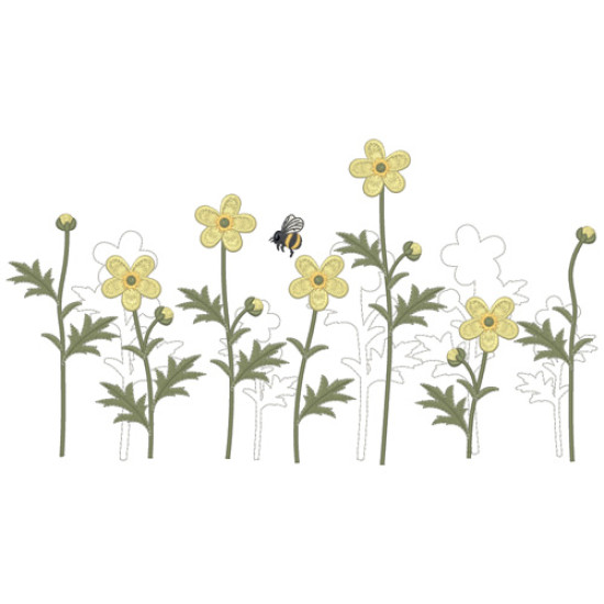 Summer meadows botanical machine embroidery