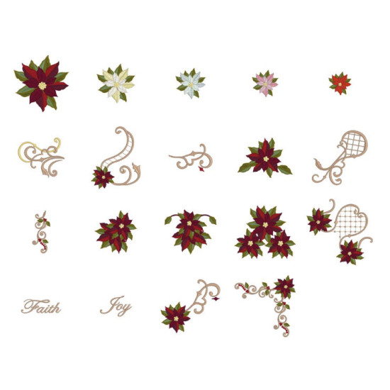 Poinsettia machine embroidery designs