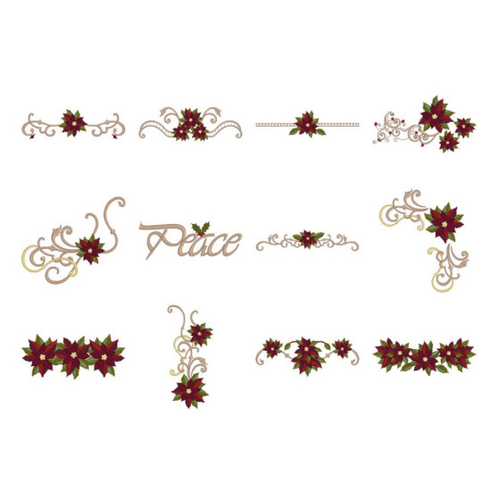 Poinsettia machine embroidery designs