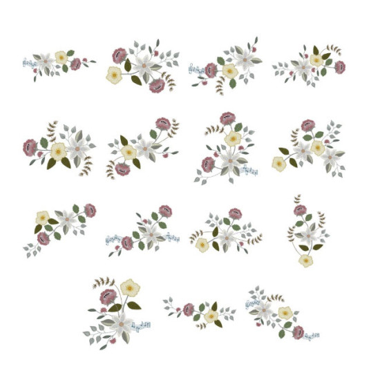Floral machine embroidery designs with musical twist