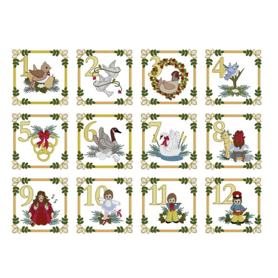 12 days of Christmas machine embroidery designs 