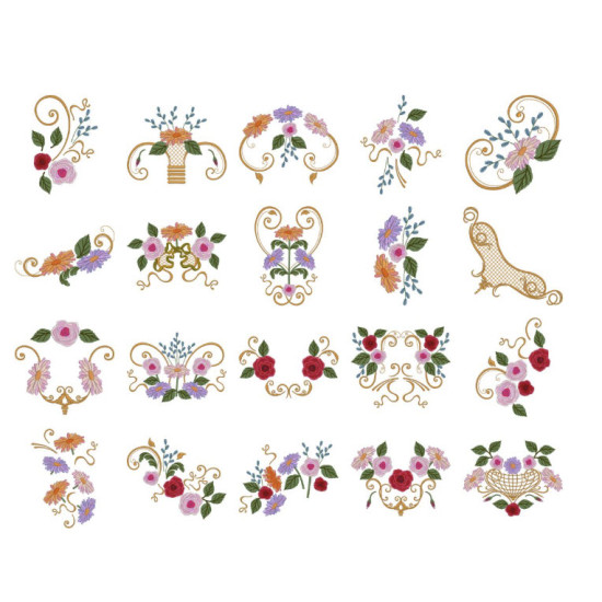 Victorian Floral machine embroidery designs  