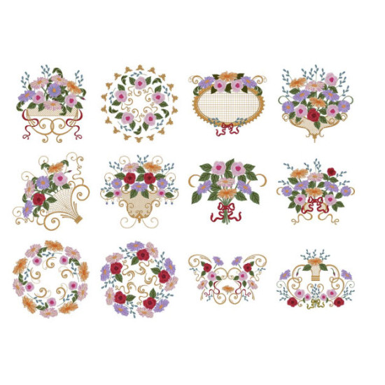 Victorian Floral machine embroidery designs  