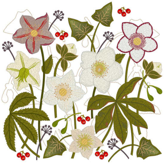 hellebore botanical embroidery designs