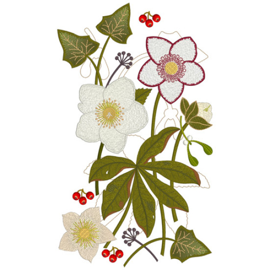 hellebore botanical embroidery designs